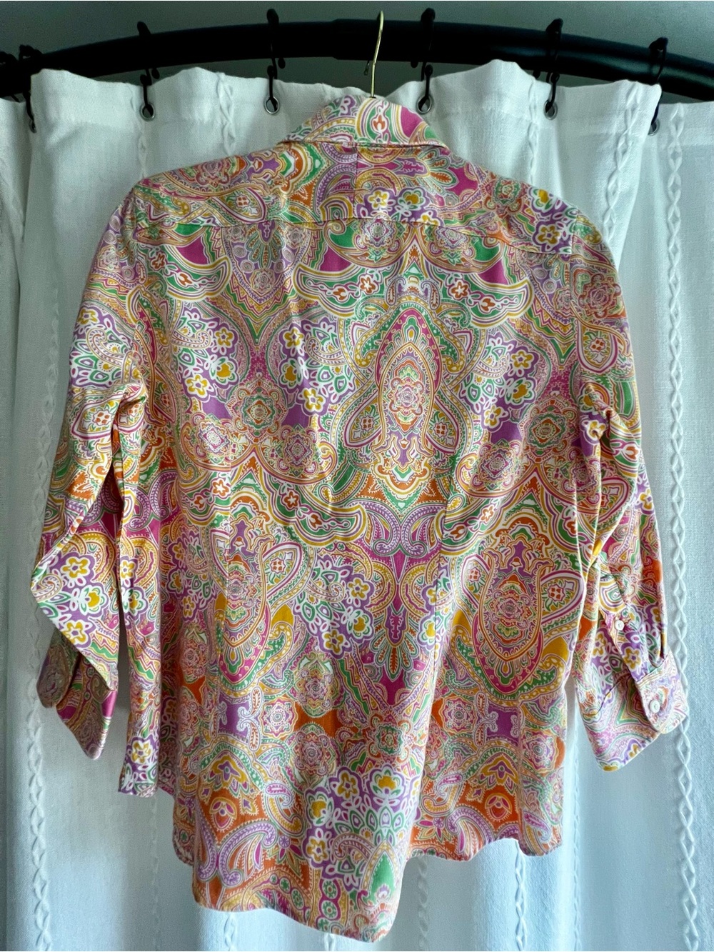 Chaps Women’s Paisley Button-Down Shirt in Multi-Color - Picture 2 of 5